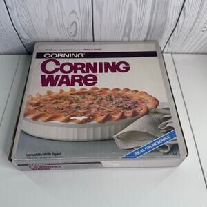 Vintage Corning Ware 10" Quiche Pie Plate, French White  1986 New Open Box